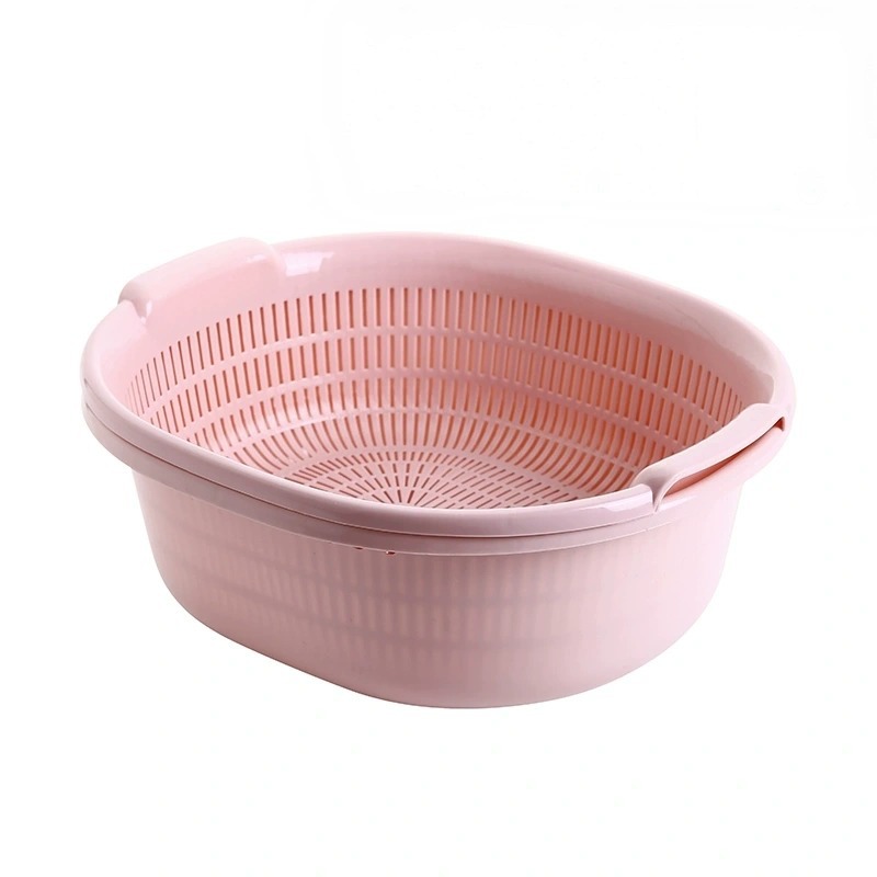 Double-Layer Plastic Vegetable Washing Basin, Large Vegetable Basket, Vegetable Washing Basket, Fruit Basin, Fruit Basket, Kitchen Cut Out Drain Basket