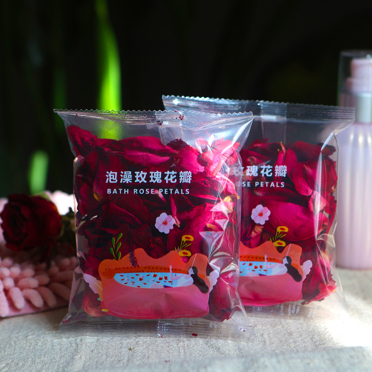 Оптовая продажа сушеных лепестков розы из Юннани для ванны, пакет 10 г, удобный для горячих источников и молочных пузырьков