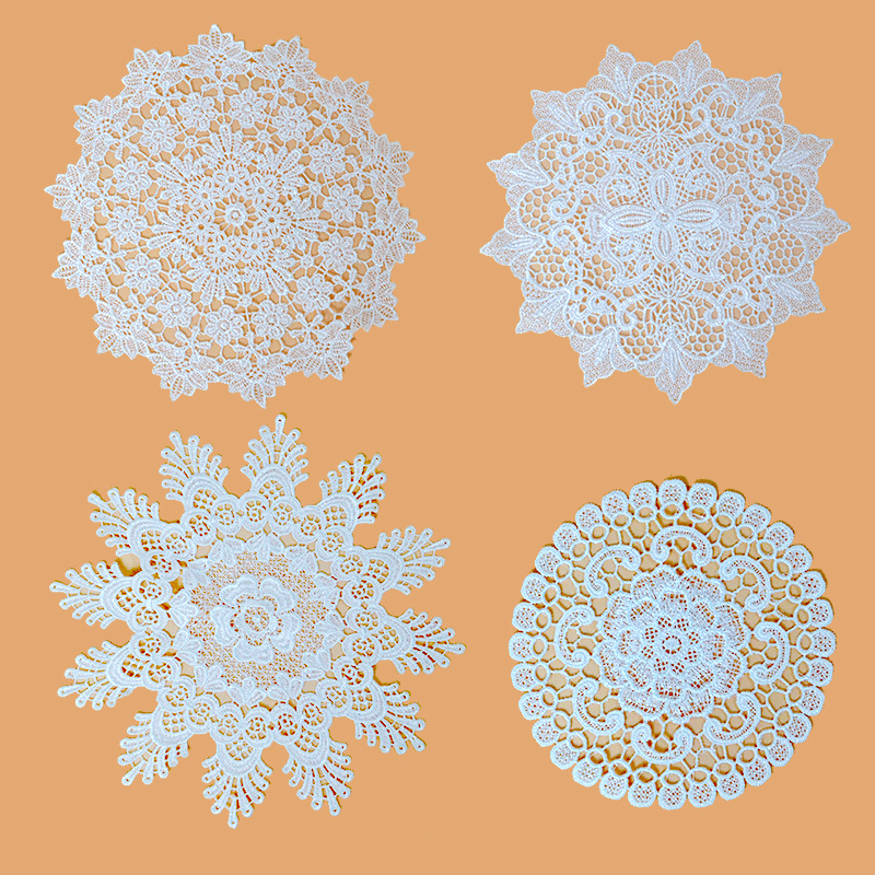 Французские кружевные подставки с вышивкой, изолированные коврики для мисок, скатерти для прикроватных столиков, круглые подставки с вырезами, этнические украшения для столов