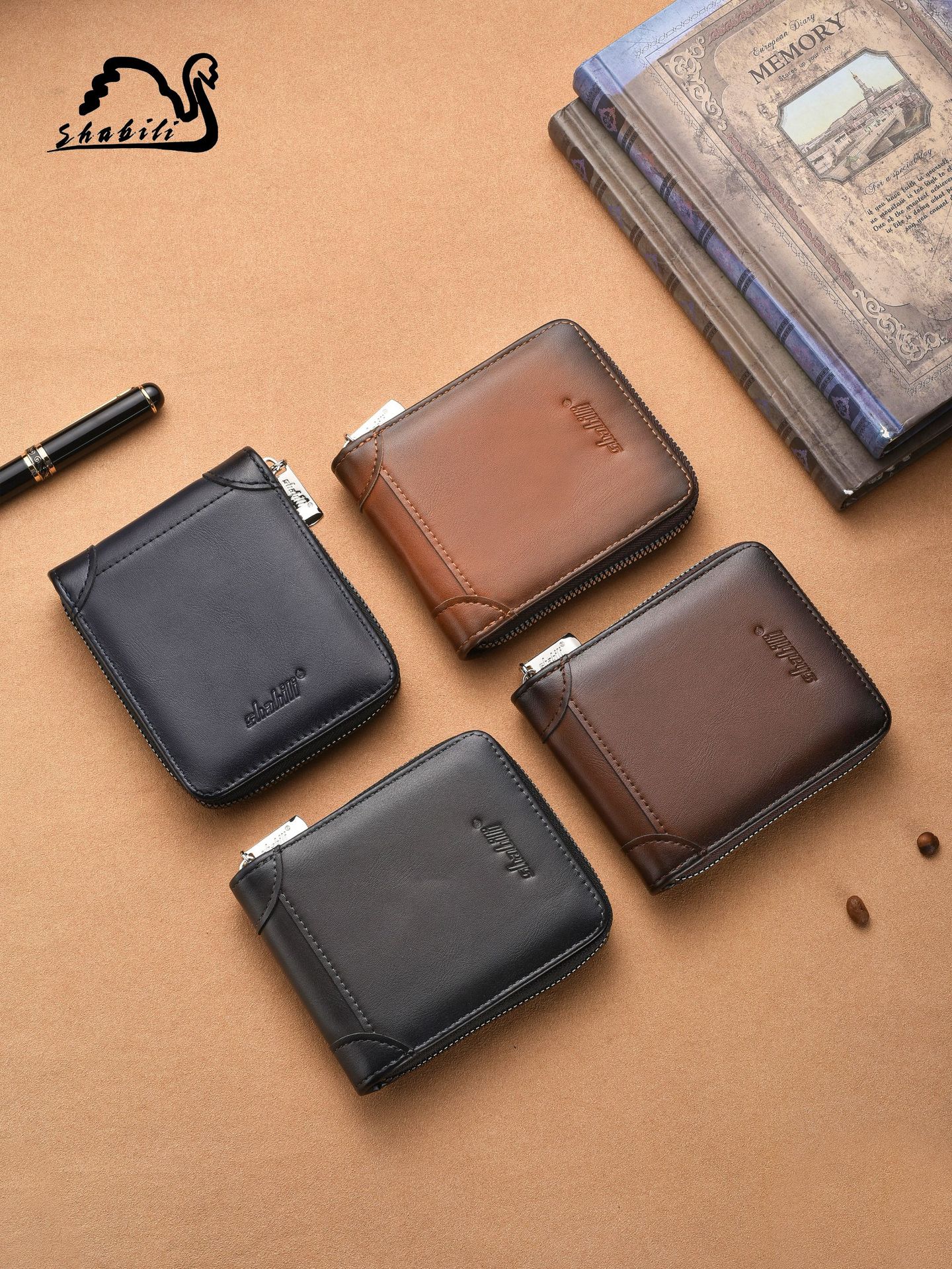 New Men's Wallet Cross-Border Pu Zipper Color Multi-Card Slot Casual Retro Large-Capacity Coin Purse Source Factory