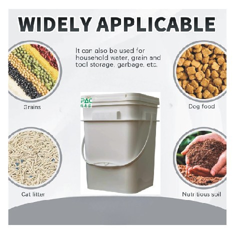 Совершенно новый пластиковый квадратный бочонок для корма домашних животных, прокладка для бочонка (12L квадратный бочонок с металлической ручкой)