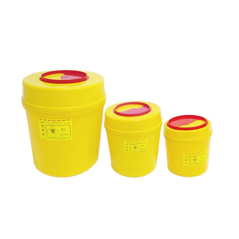 Disposable Round and Square Medical Containers for Storing Sharp Objects, Hospital and Clinic Syringe Waste Bins