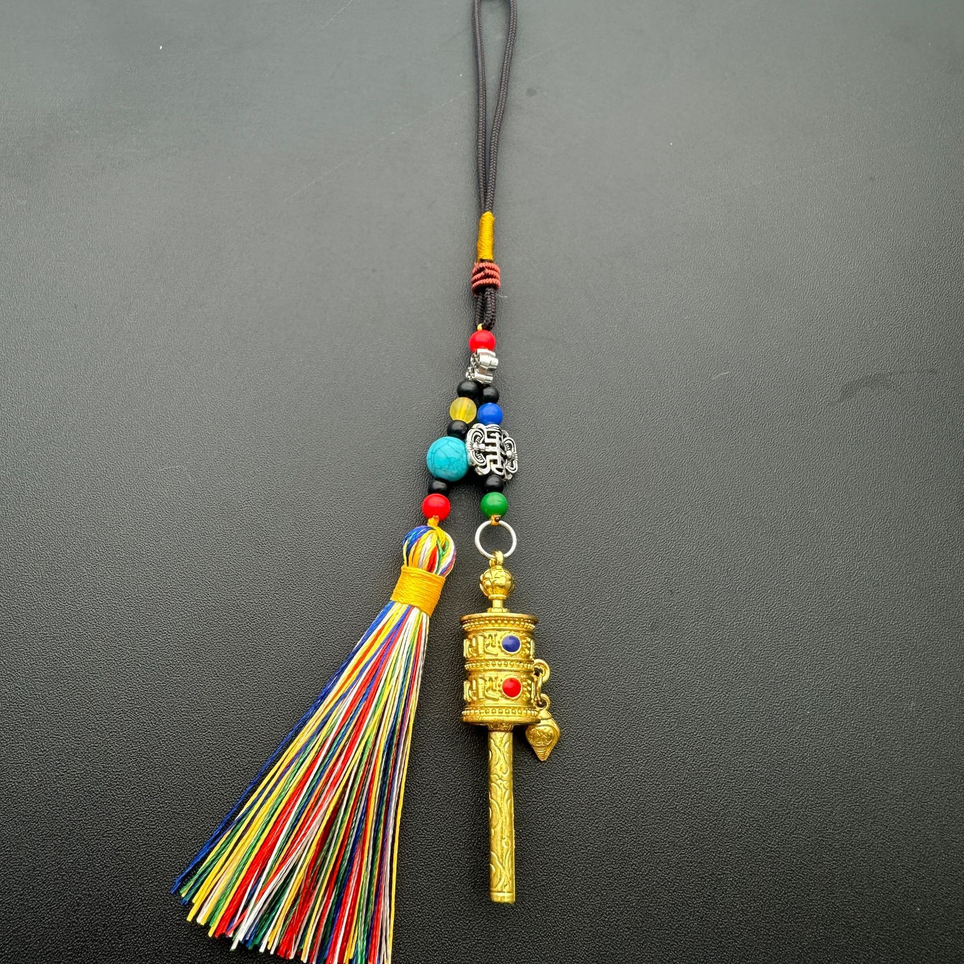 Xizang Six-Word Mantra Prayer Wheel Waist Pendant Small Ornament Car Interior Tassel Bag Keychain Blessing Pendant
