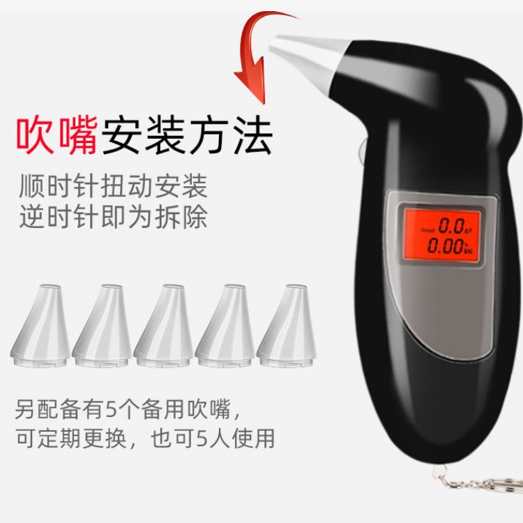Alcohol Tester, Blow-Type Safety Drunk Driving Tester, Car-Mounted Drunk Driving Detector, Italian