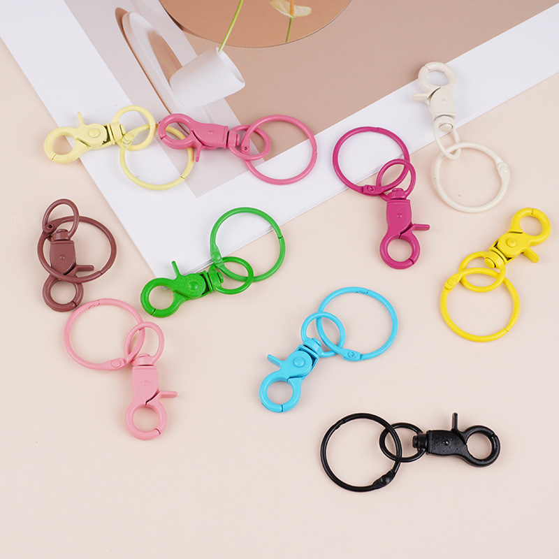 DIY Keychain Metal Accessories Wire Ring Door Buckle Silicone Strap Leather Rope Pendant Card Ring Small Bell Spring Buckle