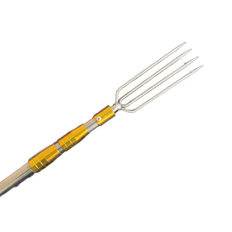 Old-Fashioned Stainless Steel Harpoon Pole, Handmade Retractable Barbed Steel Fork, Loach Fork, Eel Fork, Bullfrog Harpoon Head Pole
