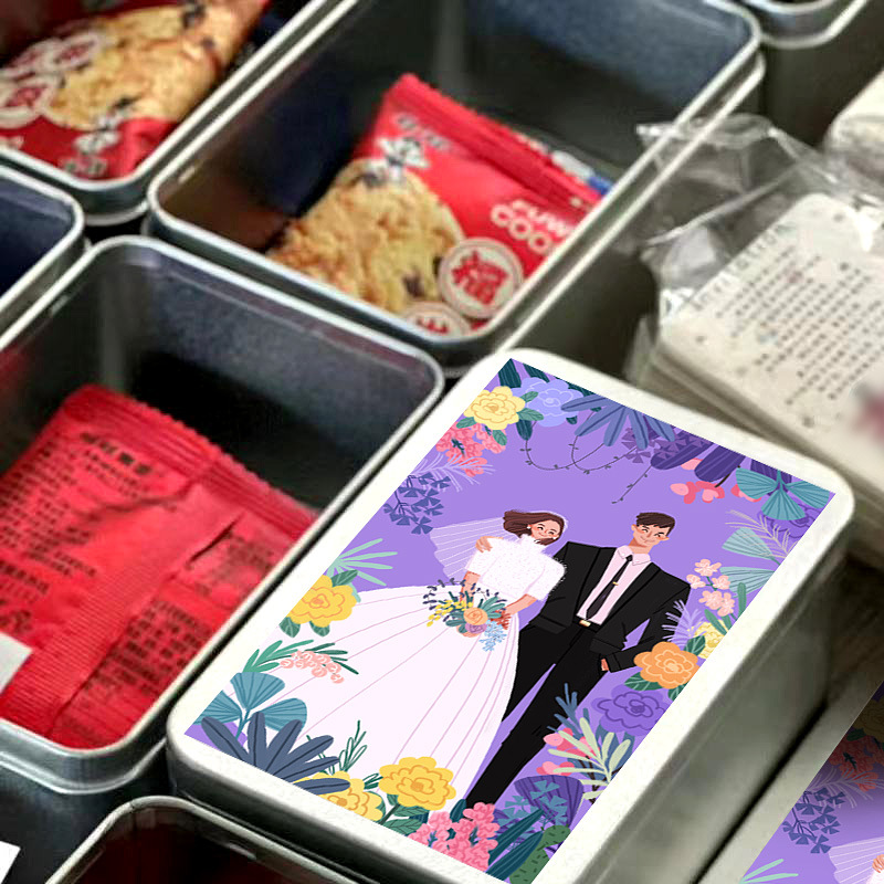 Square Wedding Candy Tin Box Candy Can Tea Tin Can Cosmetics Tinplate Box 100g Sealed Tea Can