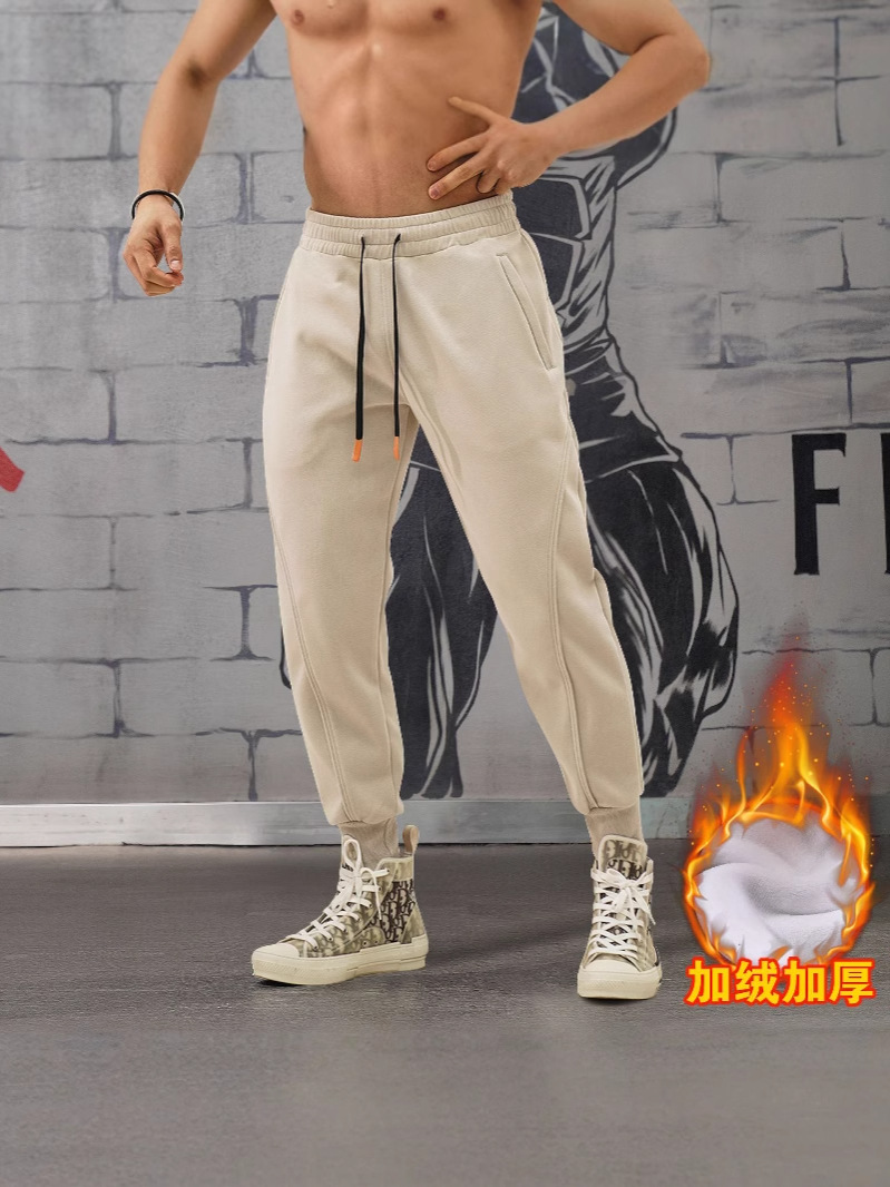 Autumn and Winter fleece-lined Thickened Sports Pants Men's Running Fitness Daily Casual Pants Training plus size Pants Warm Sweatpants