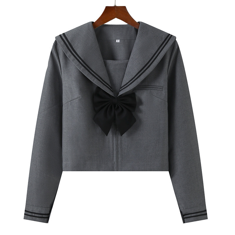 Wholesale Dropshipping Gray Two-Piece Japanese Authentic Jk Uniform Sailor Suit Academy Style Female School Outfit Jk Set Pleated Skirt