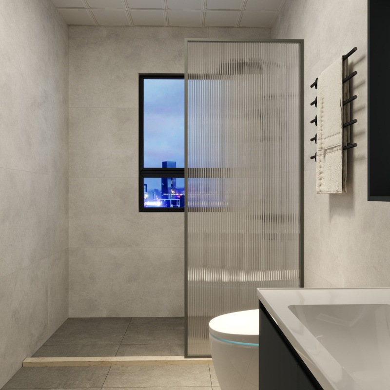 Extremely Narrow Aluminum Alloy Changhong Glass Partition Shower Room Dry and Wet Separation Half Wall Bathroom Bathroom Screen Bath Screen