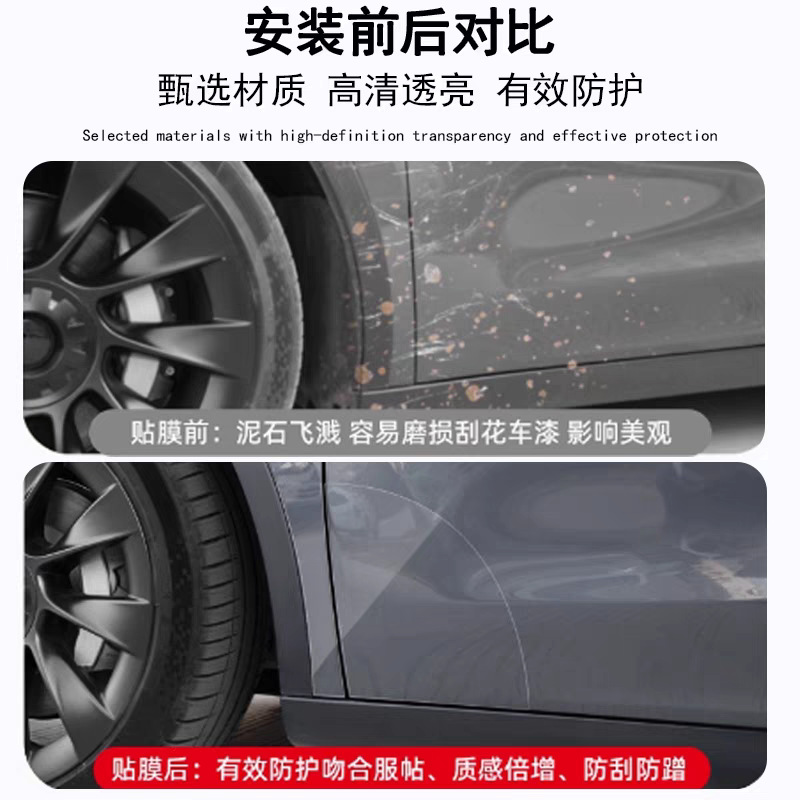 Suitable for Tesla Model3/Modely Rear Door Protective Film Door Film Tpu Triangular Paint Rear Door Protective Film