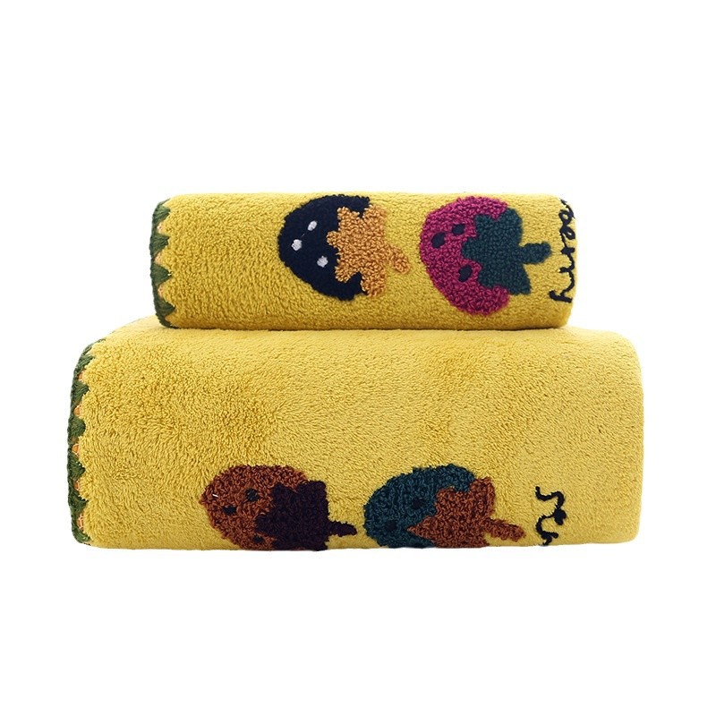 Strawberry Towel Embroidered Coral Fleece Towel Bath Towel suit Increase Thickened Household Bath Towel Gift Factory Wholesale