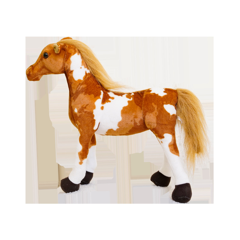 Cross-border hot sale simulation horse plush toy realistic sweat horse Huller Lusha American flower horse home decoration