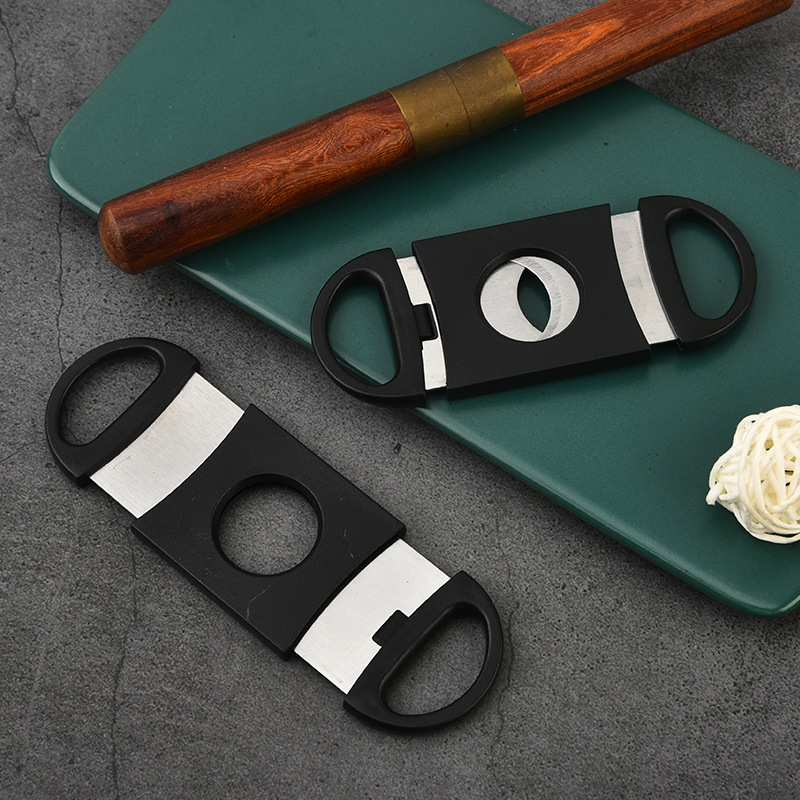 Cigar Scissors Three-In-One Scissors Cigar Smoking Set Cutter Portable Stainless Steel Double-Edged Cigar Round Scissors