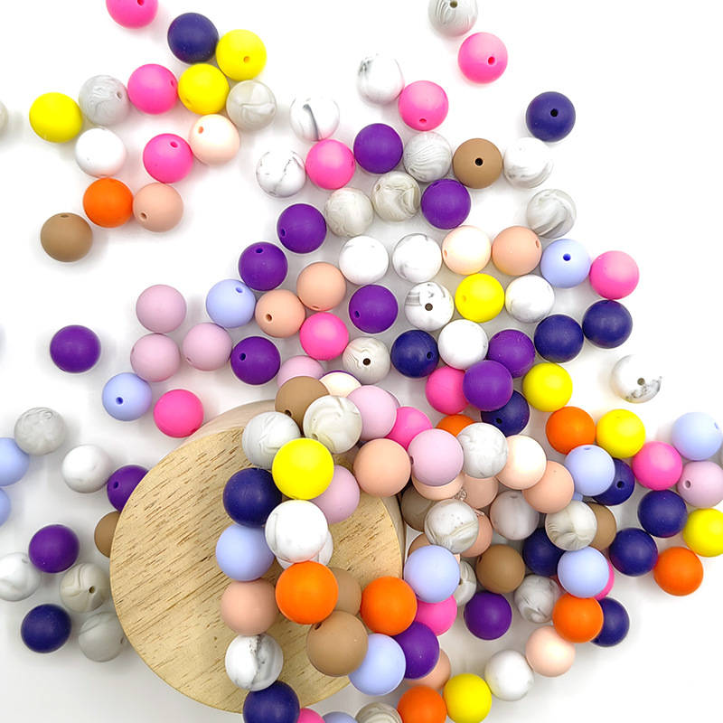 Baby teether 15mm silicone beads candy color molar round beads DIY necklace beads loose beads silicone baby jewelry