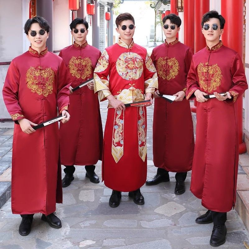 Best Man's Clothing, Chinese Style Brother Group Clothing, Winter Wedding Coat, Chinese Style Wedding Dress, Men's Tang Suit Xiuhe Clothing