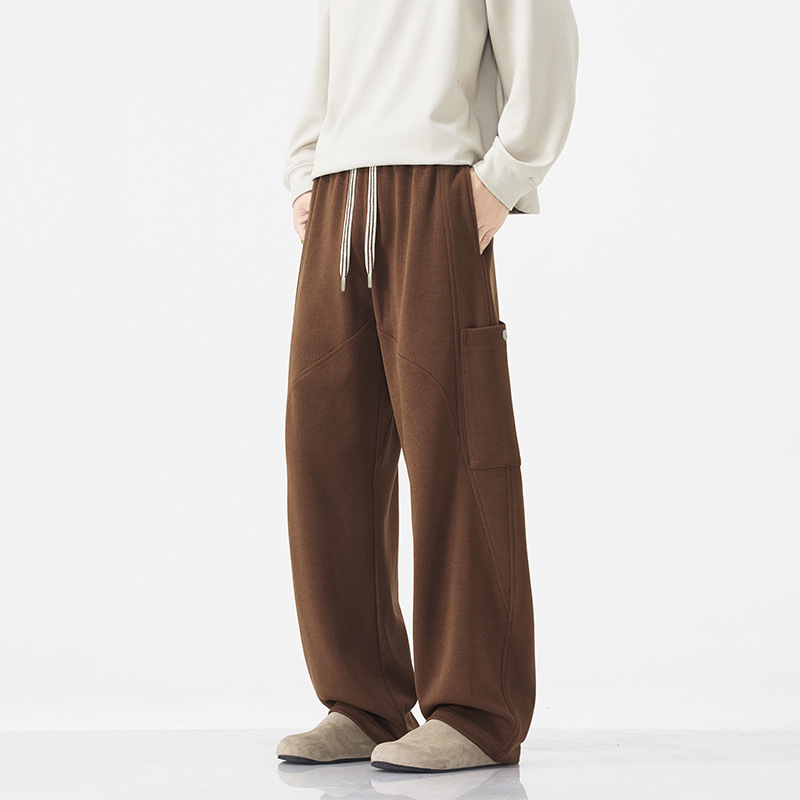 Jyf-M8812 American Black Casual Long Drawstring Pants Men's Spring and Autum Loose Straight Wide Leg Pants Trendyy