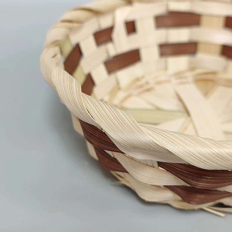 Hand-woven disposable smoothie bowl holder French fries biscuit bamboo basket snack stall barbecue bamboo small bowl color basket