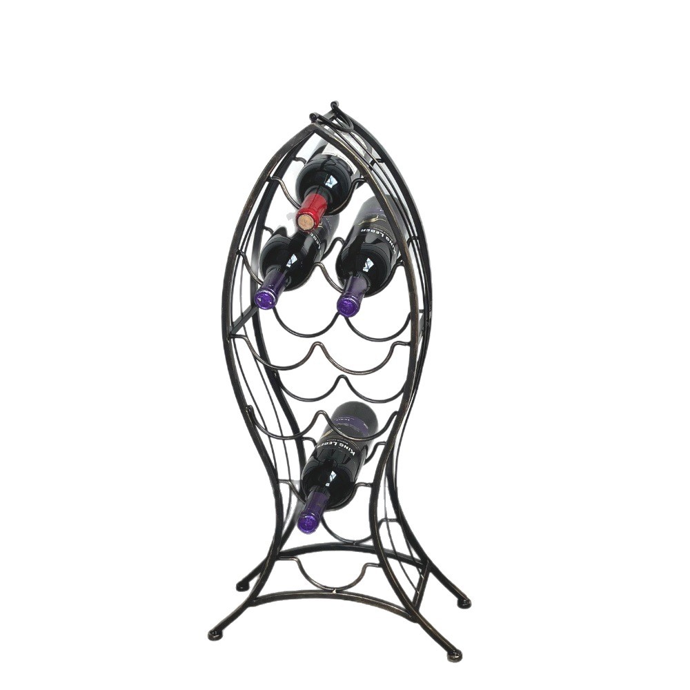 Retro Creative Red Wine Display Rack Indoor Furniture Wrought Iron Floor-Standing Wine 9-Bottle Wine Rack Wholesale