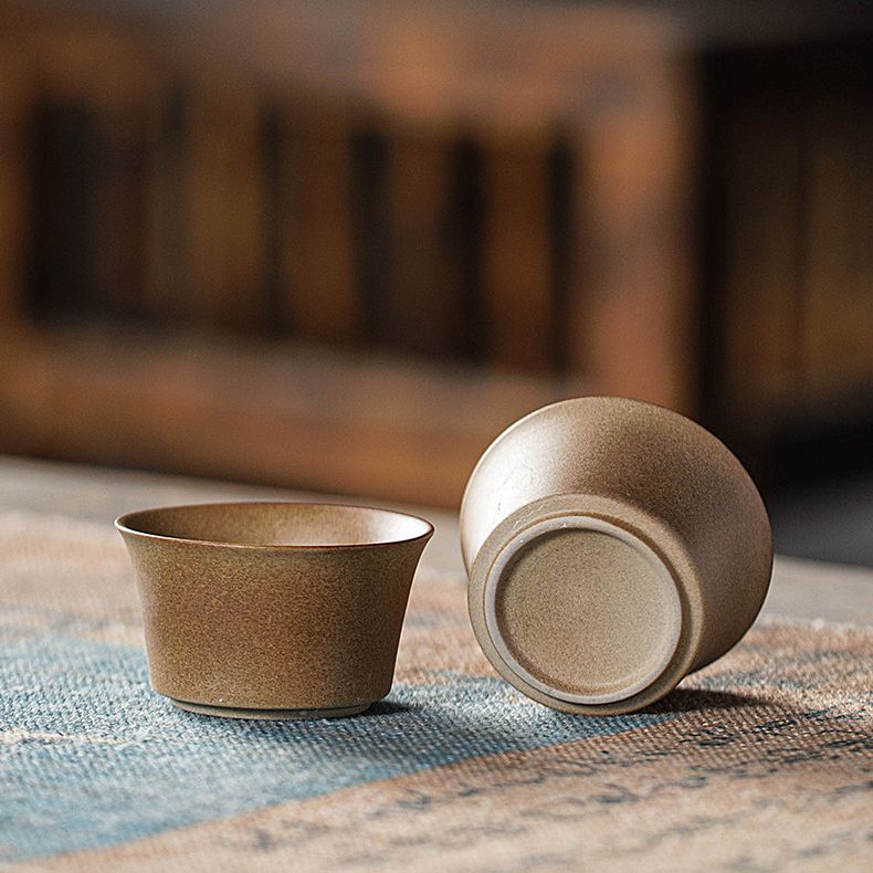 Retro small size capacity 50ml coarse ceramic tea cup tea cup household living room office outdoor stove batch delivery