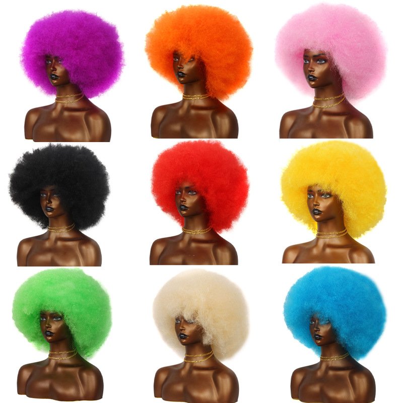 Короткий черный парик с африканскими кудрями, пушистый, афро парик в наличии