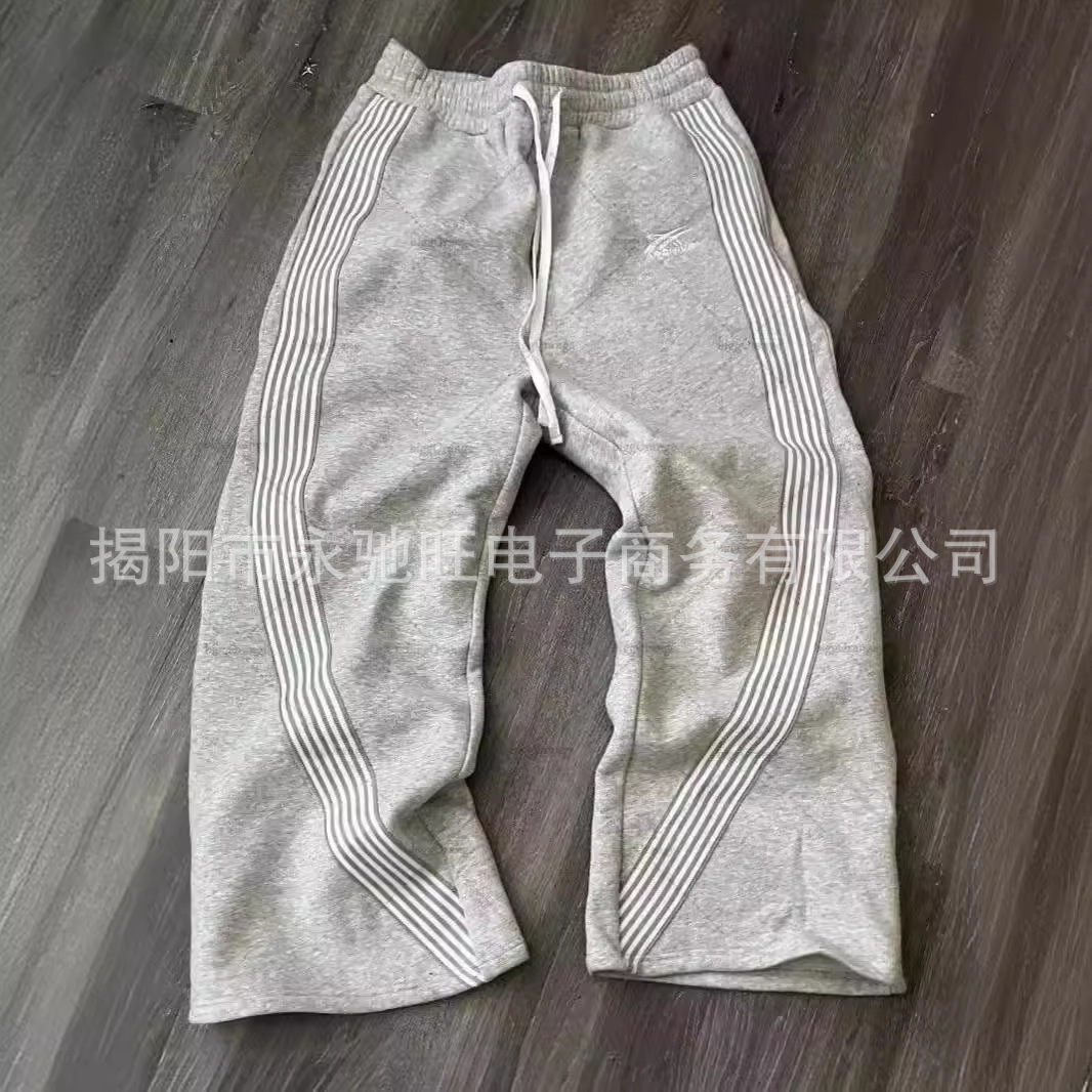 New Casual Loose Straight Trousers Striped Casual Pants Men's Summer Fashion Trendy Brand American Style Distinctive Street Hip Hop