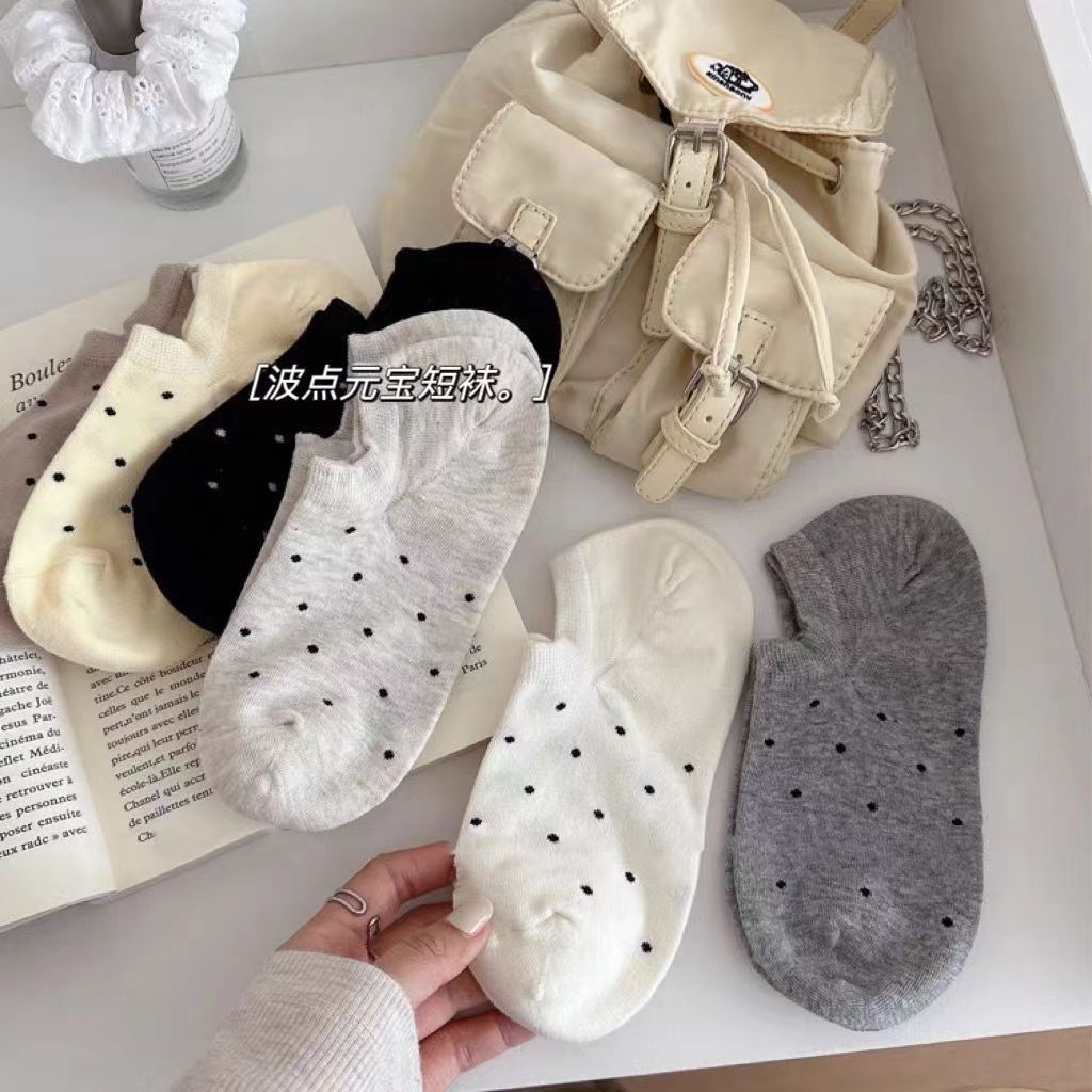 New spring and summer new 2024 Korean style ins small wave point boat socks breathable socks small fresh casual women's socks batch