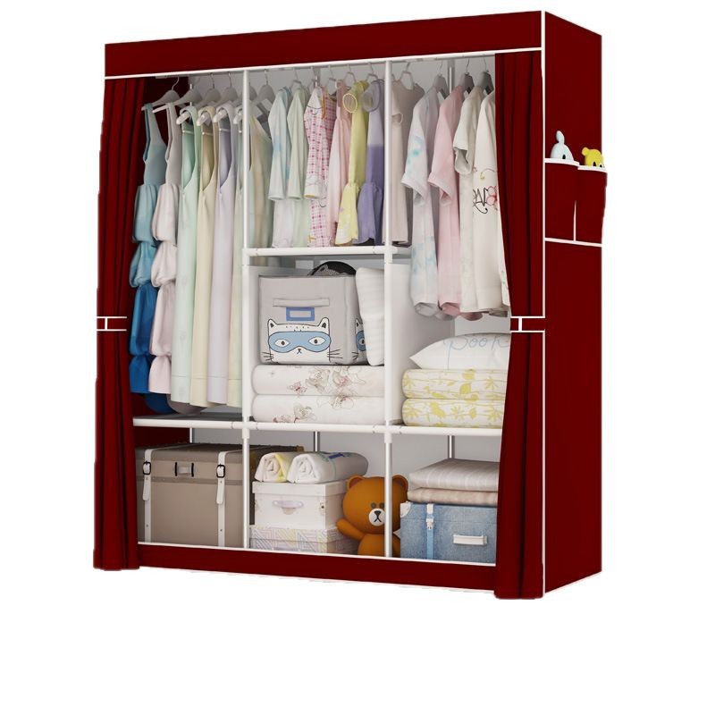Simple Fabric Wardrobe Rental Home Bedroom Cabinet Assembly Cloth Wardrobe Modern Simple Storage Hanging Wardrobe Rack