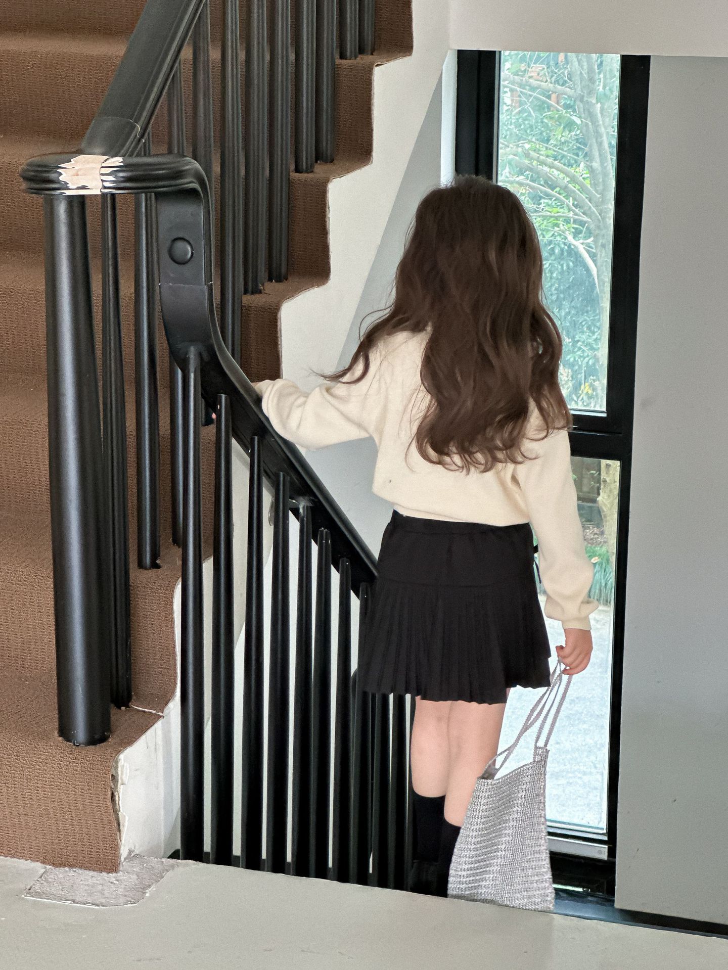 Girls' Knitwear 2024 Autumn New Miu Style College Style Bow Stacked Pullover Sweater Doll Collar Top