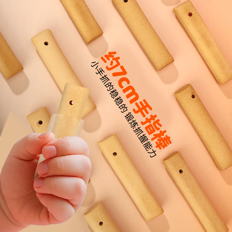 Teething Sticks, Long Hard Biscuits with Holes and String, for Teething Period, Calcium Supplement, Nutrition