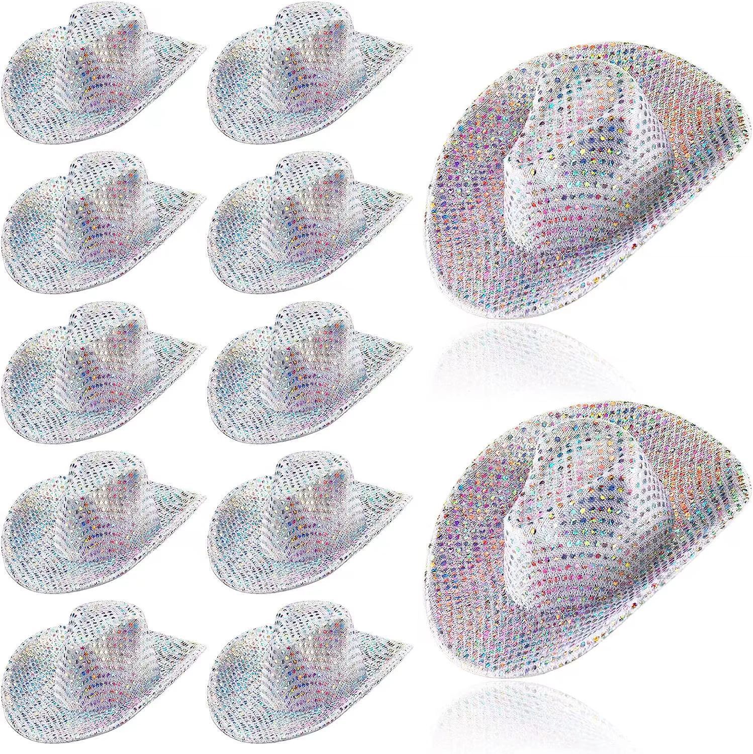 Мини неоновая шляпа ковбоя для девочек, флуоресцентная, голографическая, для вечеринок и диско