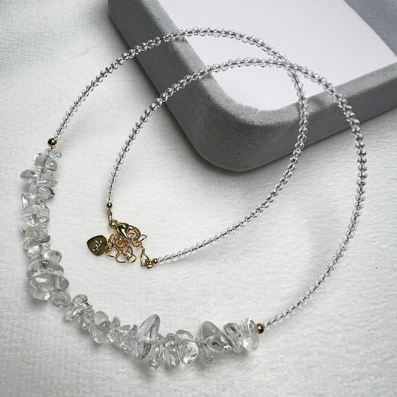 Ins Versatile Necklace Strawberry Crystal Garnet Tourmaline and Other Crystal Gravel Necklace Length 40cm Accessories Color Retention