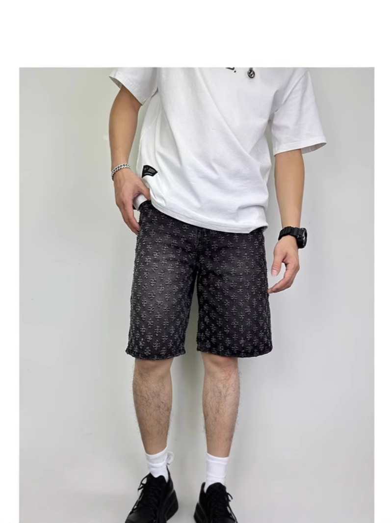 Denim Shorts Men's Summer Men's Tooling Pants Loose Straight Mid-Pants Loose Waist American Style High Street Fashionable Shorts