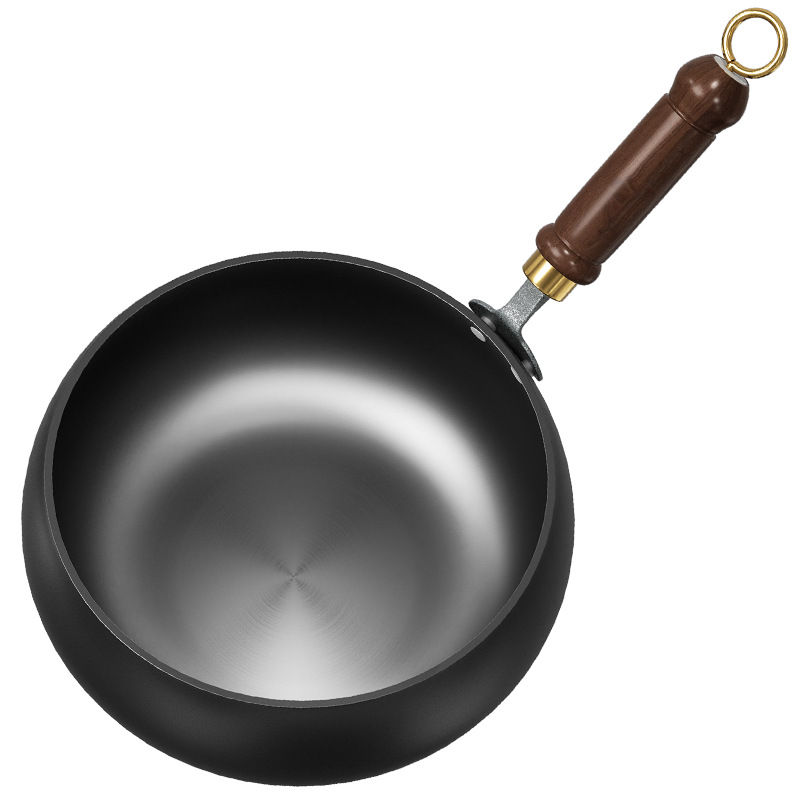 New Zhangqiu Belly Pot Iron Pot Household Hand-wrought Mini Wok Stew Pot Uncoated Non-stick Pan