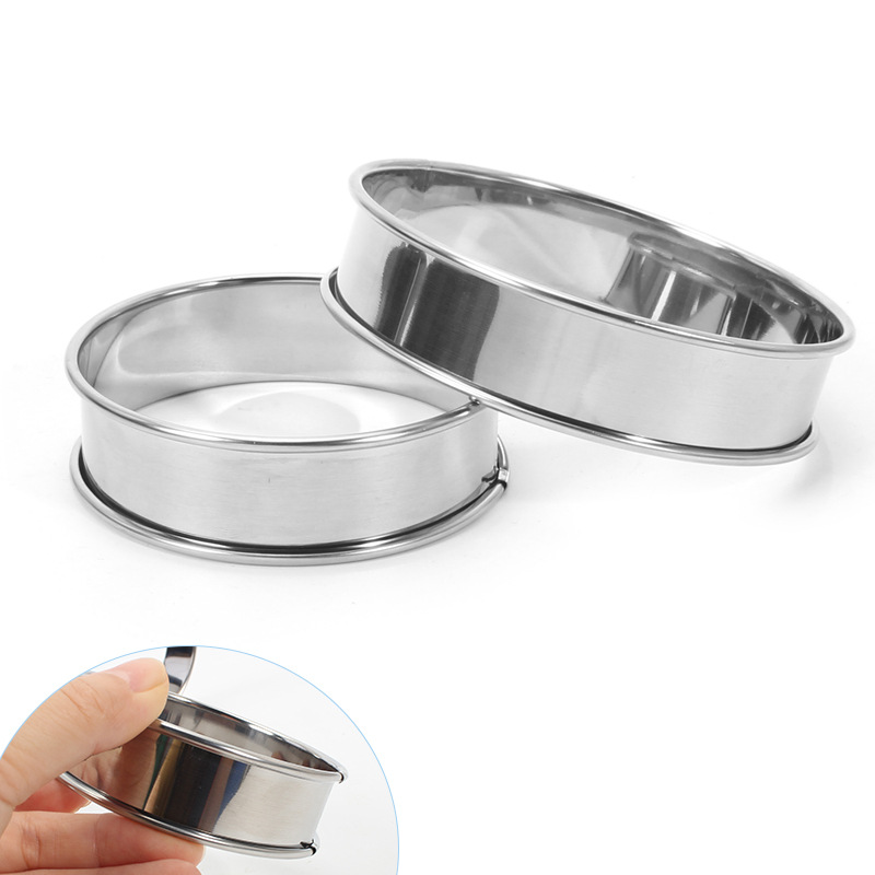 430 Stainless Steel Round Double Rolled Edge Tower Ring Loading Ring Lemon Tart Muffin Ring Biscuit Impression Baking Tool