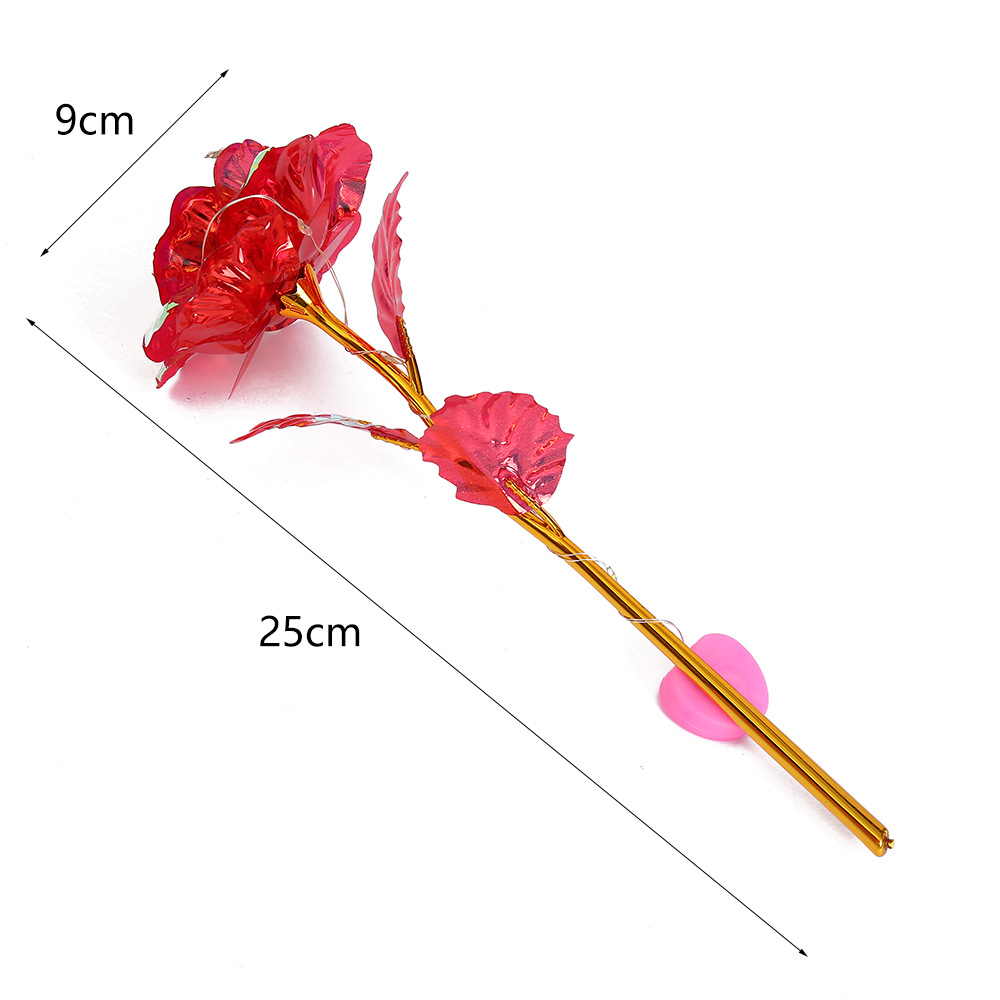 Valentine's Day Rose Single Peach Heart Lamp Creative 24K Gold Foil Flower Home Artificial Flower Ornament Event Small Gift