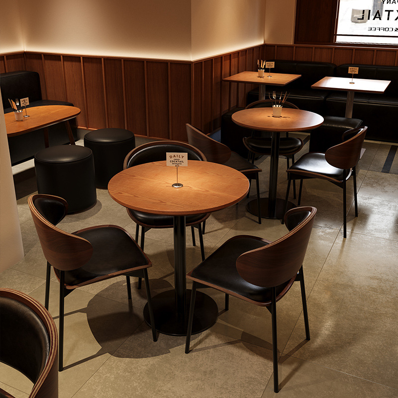 American Retro Cafe Table and Chair Combination Bar Tavern Dining Table and Chair Internet Celebratory Music Dining Bar Clear Bar Solid Wood Table and Chair