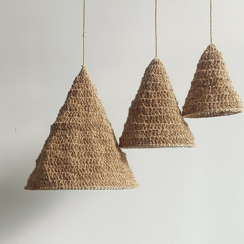 Cross-Border Bohemian Hand-Woven Lampshade Decorative Aerial Pendant B&B Restaurant Decoration Pendant Hemp Rope Lampshade