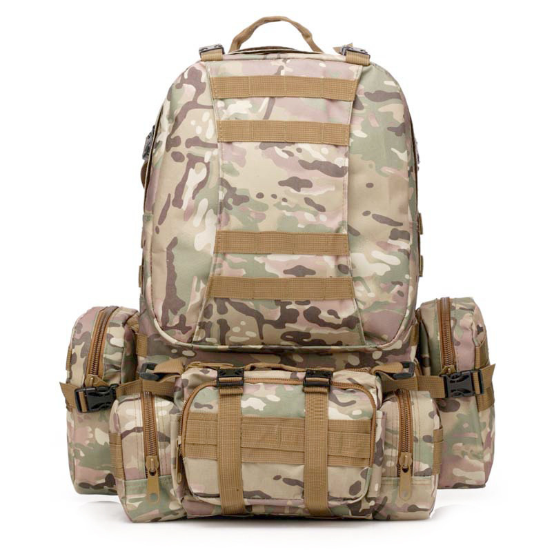 Многофункциональный тактический рюкзак 36-55L большой объем для альпинизма и путешествий Molle камуфляжный рюкзак