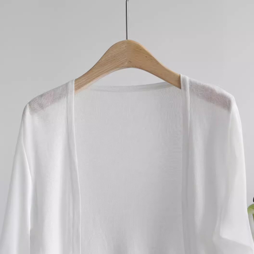 Tencel Sun Protection Knitted Cardigan Women's Thin Outwear Ice Silk Outer Blouse Shawl Air-Conditioning Shirt Summer with Suspender Skirt