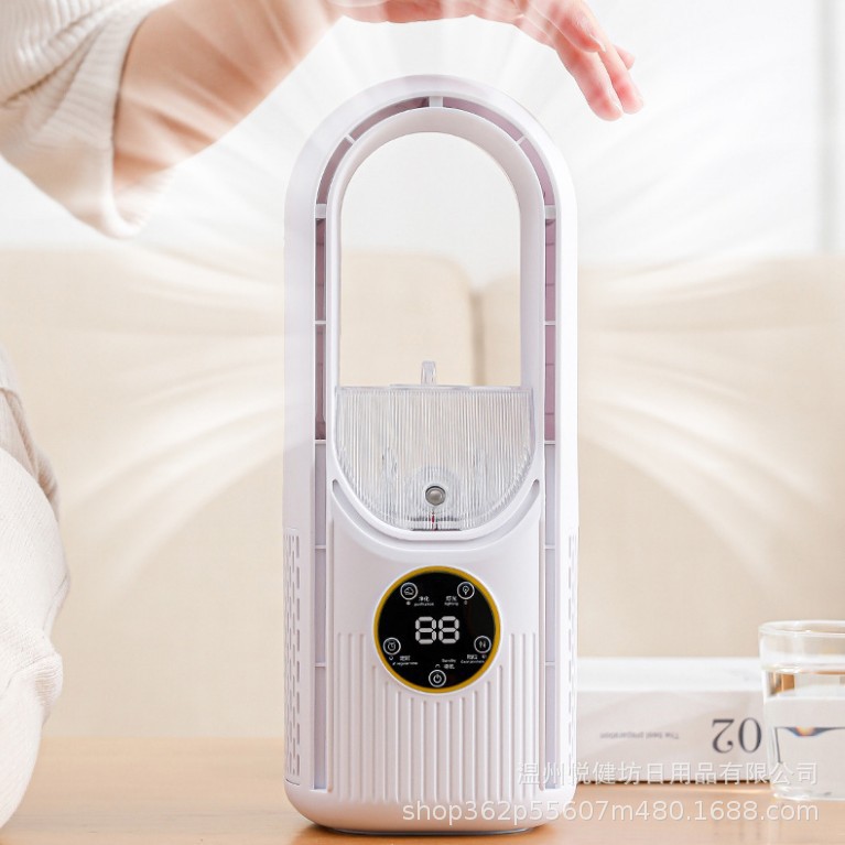 Cross-border bladeless cooling fan household dormitory USB air conditioning fan fan cooling fan spray water cooling humidification desktop fan