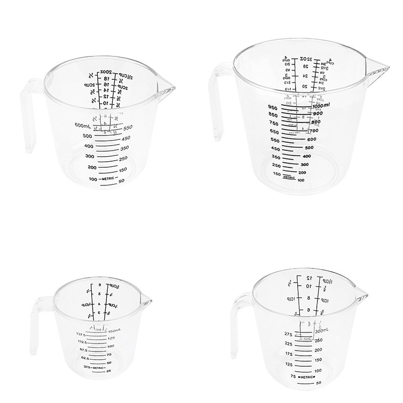 Transparent measuring cup 150/300/600/1000ml double-sided scale measuring cup PS plastic measuring cup measuring cup