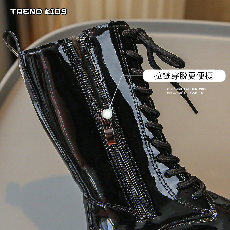 Girls' shoes winter children's boots spring and autumn children's shoes baby long single boots 2023 New Girls' High boots fleece-lined