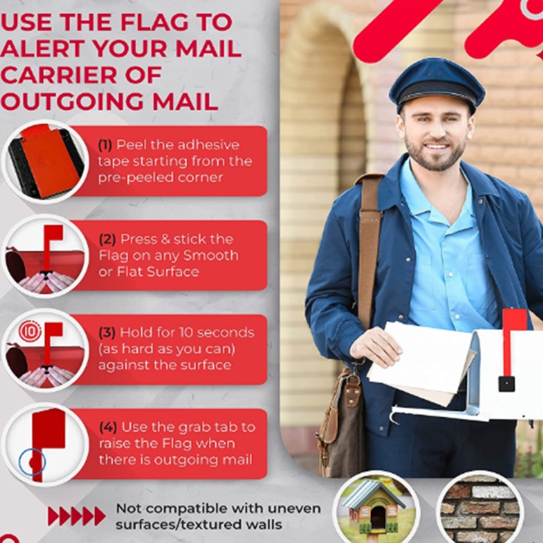 Cross-Border Universal Outing Professional Mailbox Flag Box Replacement Flag Kit Without Tools Universal Mailbox Flag