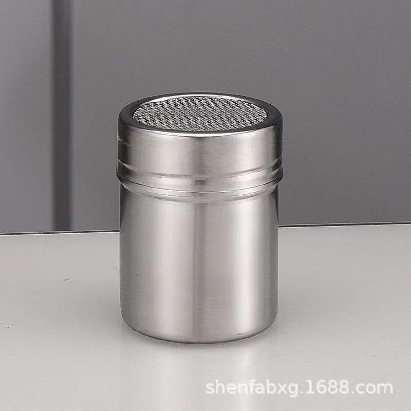 Stainless Steel Powder Can Fancy Coffee Powder Tube Powder Spreader Fine Mesh Powder Bottle Kitchen Seasoning Jar Direct Sale
