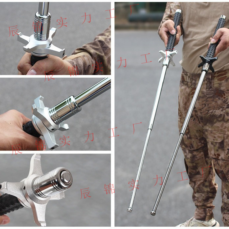 Solid 95-Inch Knife-Blocking Stick, Anti-Slash Retractable Baton, Legal Self-Defense Vehicle-Mounted Weapon, Self-Defense Protective Stick, Multifunctional