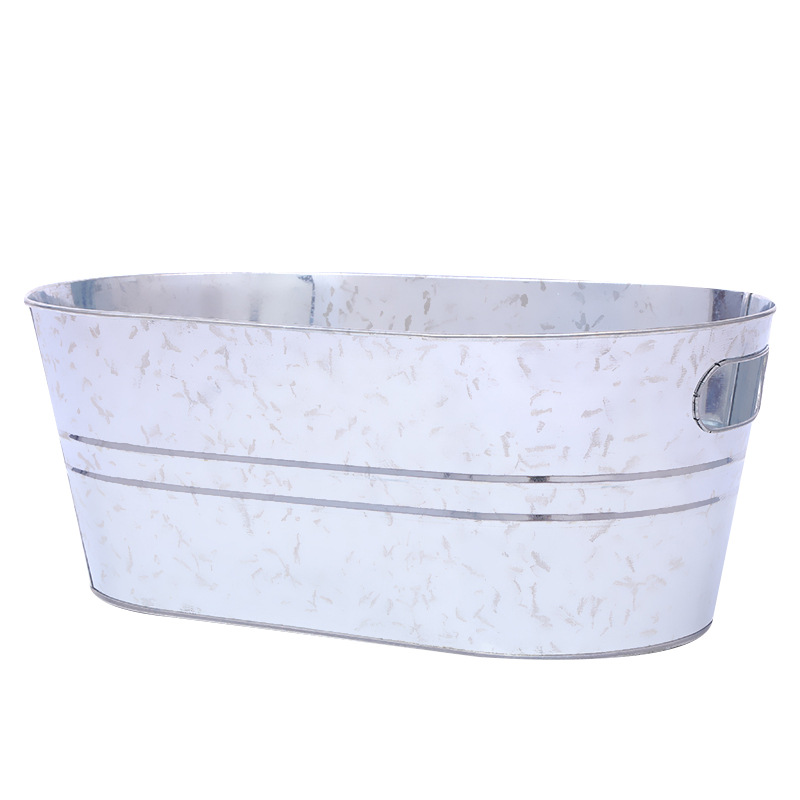 Oval Ice Bucket Bar Ktv Universal Ice Bucket Galvanized Tinplate Ice Bucket Outdoor Oval Galvanized Bucket