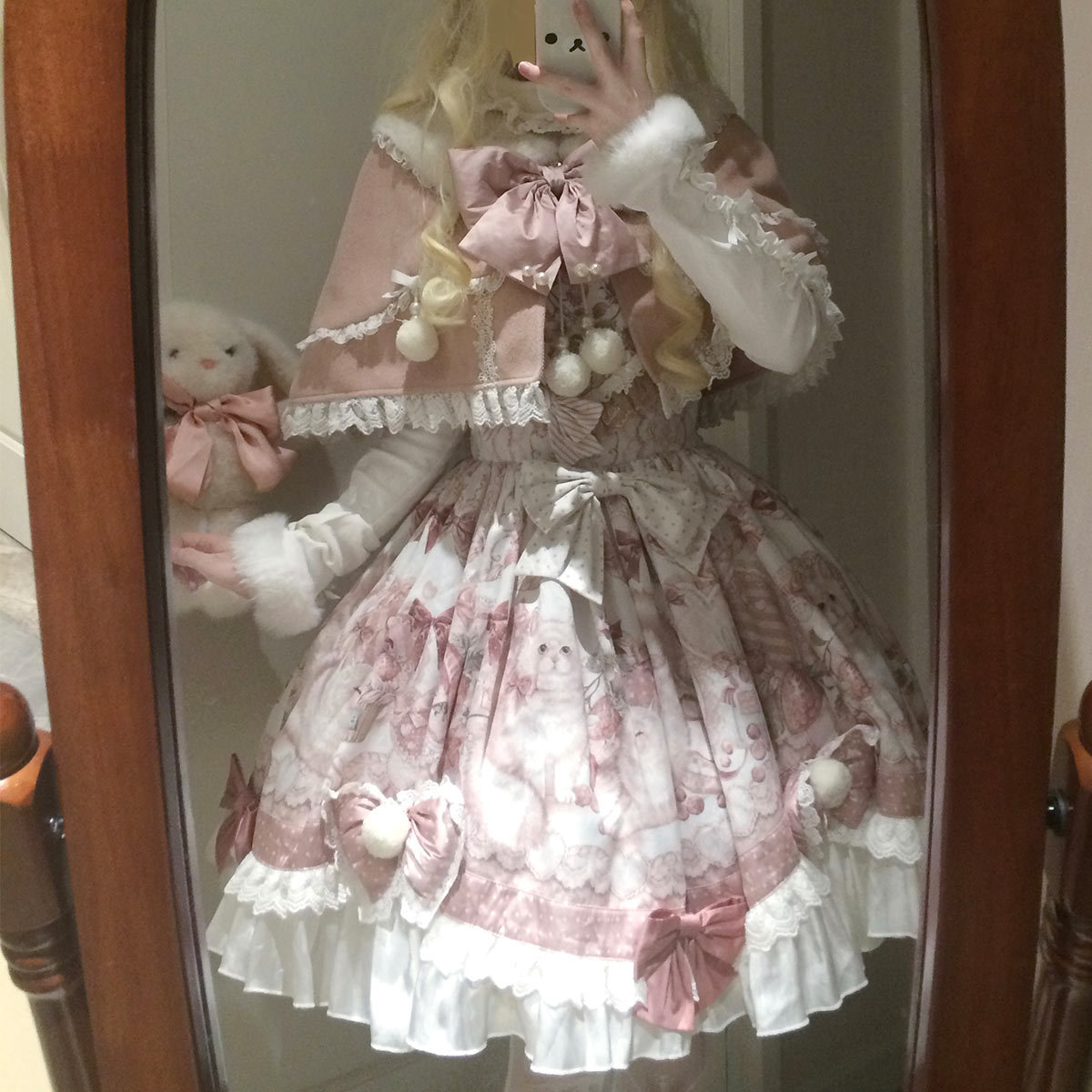 Bear Doujiang Original Dessert Cat Lolita Female Lolita Shawl Suspender Skirt Cute and Sweet Suit 7398