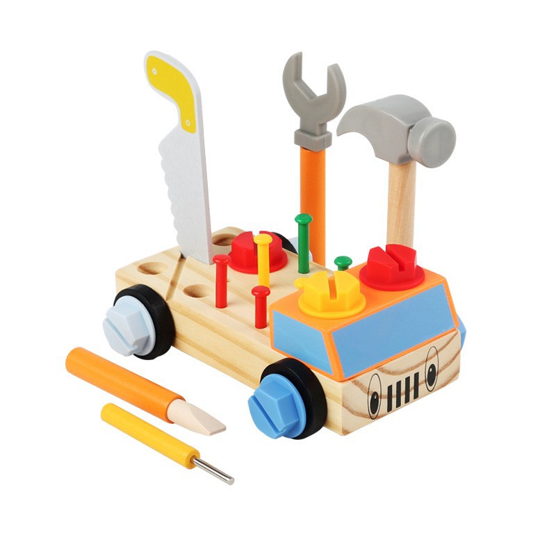 Children's Montessori disassembly screw nut tool bus simulation maintenance busy tool table maintenance wooden toys