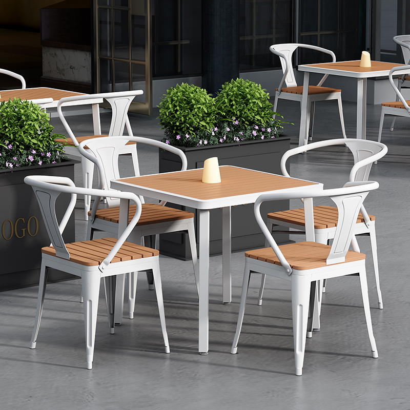 Casual Outdoor Outdoor Tables and Chairs Square Courtyard Garden Balcony Antiseptic Plastic Wood Leisure Bar Cafe House